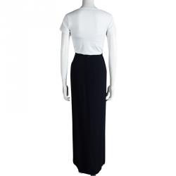 Pre Owned Giorgio Armani Navy Blue Front Pleat Detail Maxi Skirt S