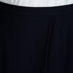 Pre Owned Giorgio Armani Navy Blue Front Pleat Detail Maxi Skirt S