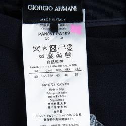 Pre Owned Giorgio Armani Navy Blue Front Pleat Detail Maxi Skirt S