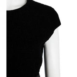 Pre Owned Giorgio Armani Black Velvet Embellished Sleeveless Dress M