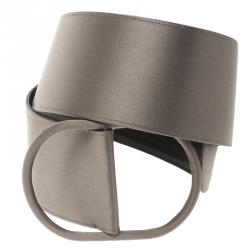 Pre Owned Giorgio Armani Metallic Grey Satin Waist Belt 105 CM