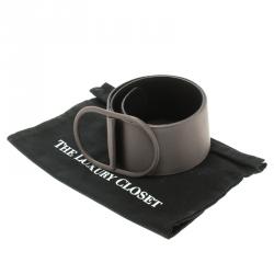 Pre Owned Giorgio Armani Metallic Grey Satin Waist Belt 105 CM