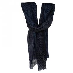 Pre Owned Giorgio Armani Navy Blue Striped Stole