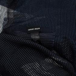Pre Owned Giorgio Armani Navy Blue Striped Stole