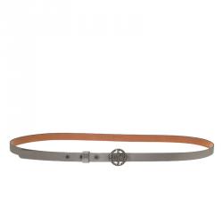 Giorgio Armani Grey Satin Embellished Logo Buckle Belt Size 46