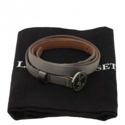 Giorgio Armani Grey Satin Embellished Logo Buckle Belt Size 46