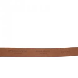 Pre Owned Giorgio Armani Pink Suede Logo Buckle Belt Size 46 