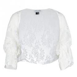Pre Owned Giorgio Armani White Floral Lace Bolero Shrug M