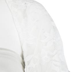 Pre Owned Giorgio Armani White Floral Lace Bolero Shrug M