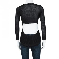 Pre Owned Giorgio Armani Black Knit Backless Long Sleeve Stretch Top S