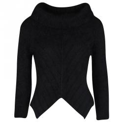 Giorgio Armani Black Angora Hair Turtle Neck Cropped Fuzzy Sweater S