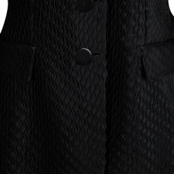 Pre Owned Giorgio Armani Black Silk Satin Diamond Tucked Textured Blazer L