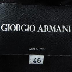 Pre Owned Giorgio Armani Black Silk Satin Diamond Tucked Textured Blazer L