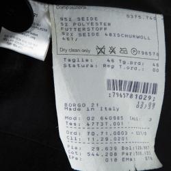 Pre Owned Giorgio Armani Black Silk Satin Diamond Tucked Textured Blazer L