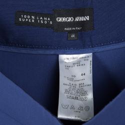 Pre Owned Giorgio Armani Super 150s Blue Wool Wide Leg Pants M