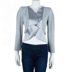 Pre Owned Giorgio Armani Grey Structured Lapel Blazer M