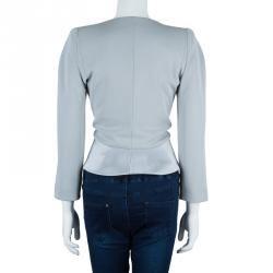 Pre Owned Giorgio Armani Grey Structured Lapel Blazer M