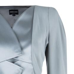 Pre Owned Giorgio Armani Grey Structured Lapel Blazer M