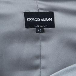 Pre Owned Giorgio Armani Grey Structured Lapel Blazer M