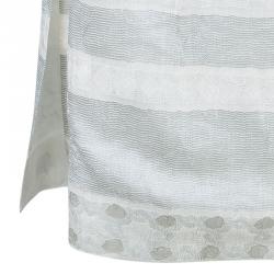 Pre Owned Giorgio Armani White Gray Organza Maxi Skirt S