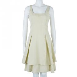 Pre Owned Giorgio Armani Off-white Flare Dress M