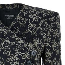 Pre Owned Giorgio Armani Floral Black Long Jacket M