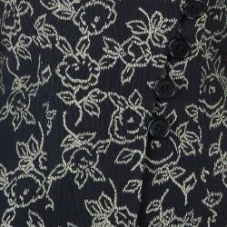 Pre Owned Giorgio Armani Floral Black Long Jacket M