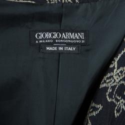 Pre Owned Giorgio Armani Floral Black Long Jacket M