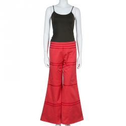 Pre Owned Giorgio Armani Red Piping Wide Leg Pants S
