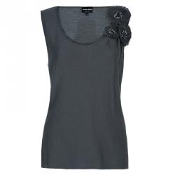 Giorgio Armani Grey Cashmere Sleeveless Top L