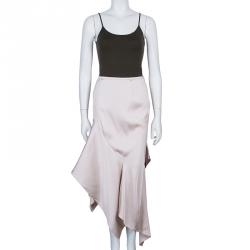 Pre Owned Giorgio Armani Ivory Silk Bias Cut Skirt L