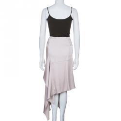 Pre Owned Giorgio Armani Ivory Silk Bias Cut Skirt L
