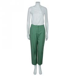 Pre Owned Giorgio Armani Green Tapered Trouser S
