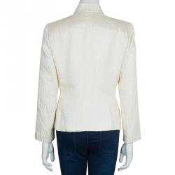 مملوكة مسبقًا Giorgio Armani Cream Textured and Python Jacket L