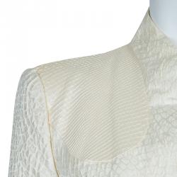 مملوكة مسبقًا Giorgio Armani Cream Textured and Python Jacket L