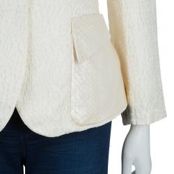 مملوكة مسبقًا Giorgio Armani Cream Textured and Python Jacket L