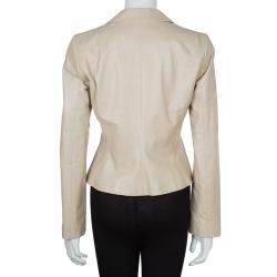 Pre Owned Giorgio Armani Beige Leather Blazer M