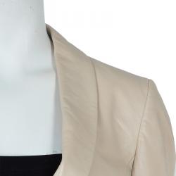 Pre Owned Giorgio Armani Beige Leather Blazer M