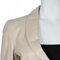 Pre Owned Giorgio Armani Beige Leather Blazer M
