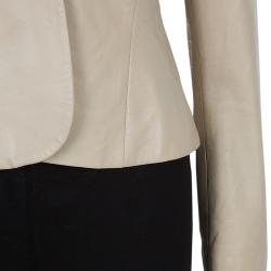 Pre Owned Giorgio Armani Beige Leather Blazer M