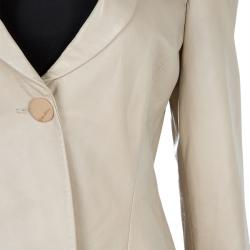 Pre Owned Giorgio Armani Beige Leather Blazer M