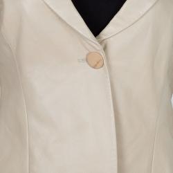 Pre Owned Giorgio Armani Beige Leather Blazer M