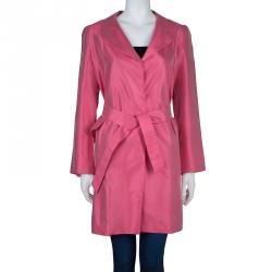 Pre Owned Giorgio Armani Pink Belted Silk Coat S