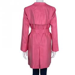 Pre Owned Giorgio Armani Pink Belted Silk Coat S