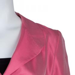 Pre Owned Giorgio Armani Pink Belted Silk Coat S