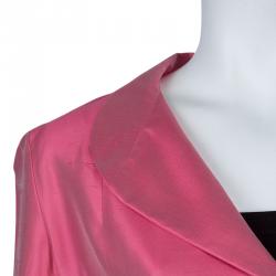 Pre Owned Giorgio Armani Pink Belted Silk Coat S