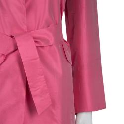 Pre Owned Giorgio Armani Pink Belted Silk Coat S