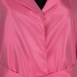 Pre Owned Giorgio Armani Pink Belted Silk Coat S