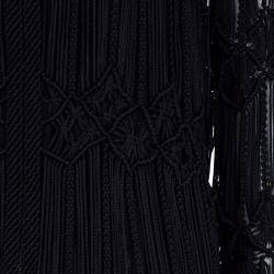 Pre Owned Giorgio Armani Black Knotted Yarn Surface Detail Zip Front Jacket S