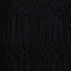 Pre Owned Giorgio Armani Black Knotted Yarn Surface Detail Zip Front Jacket S